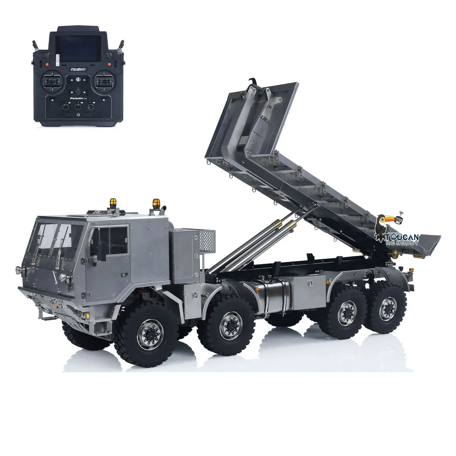 Metal 1/14 RC Hydraulic Off Road Military Truck T815 Remote Control 3Speed 8*8 Roll on off Dumper Model Paladin ST8 Radio