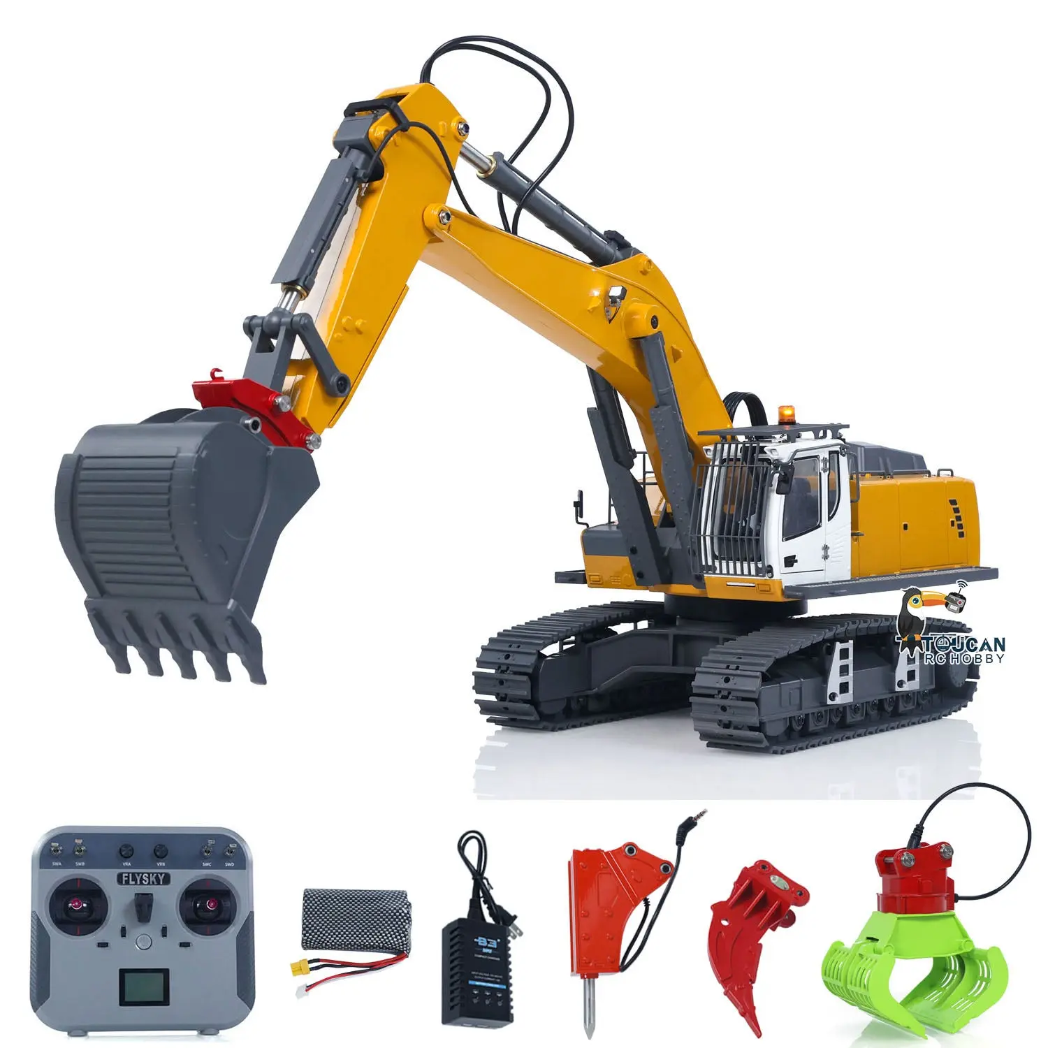 1/18 Kabolite 5901 100S Electric Lifting RC Excavator Flysky Remote Control Digger Engineering Vehicle Electric Ripper Hammer