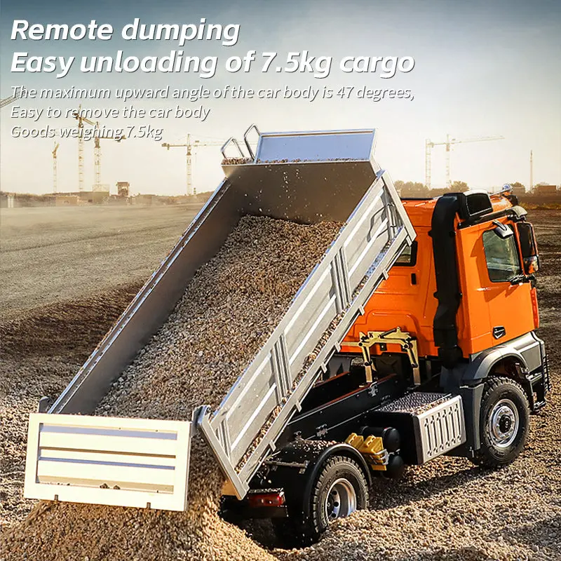 Kabolite 4*4 1/14 Plastic RC Dumper Truck 5701 Remote Control Tipper Car RTR Model 2-speed Gearbox Light Sound 2.4G Radio Controller and Receiver Battery