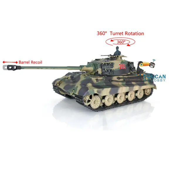 Henglong 1/16 Scale Remote Control Tank 3888A 7.0 Plastic German King Tiger w/ Barrel Recoil 360Degrees Rotating Turret Engine Sound
