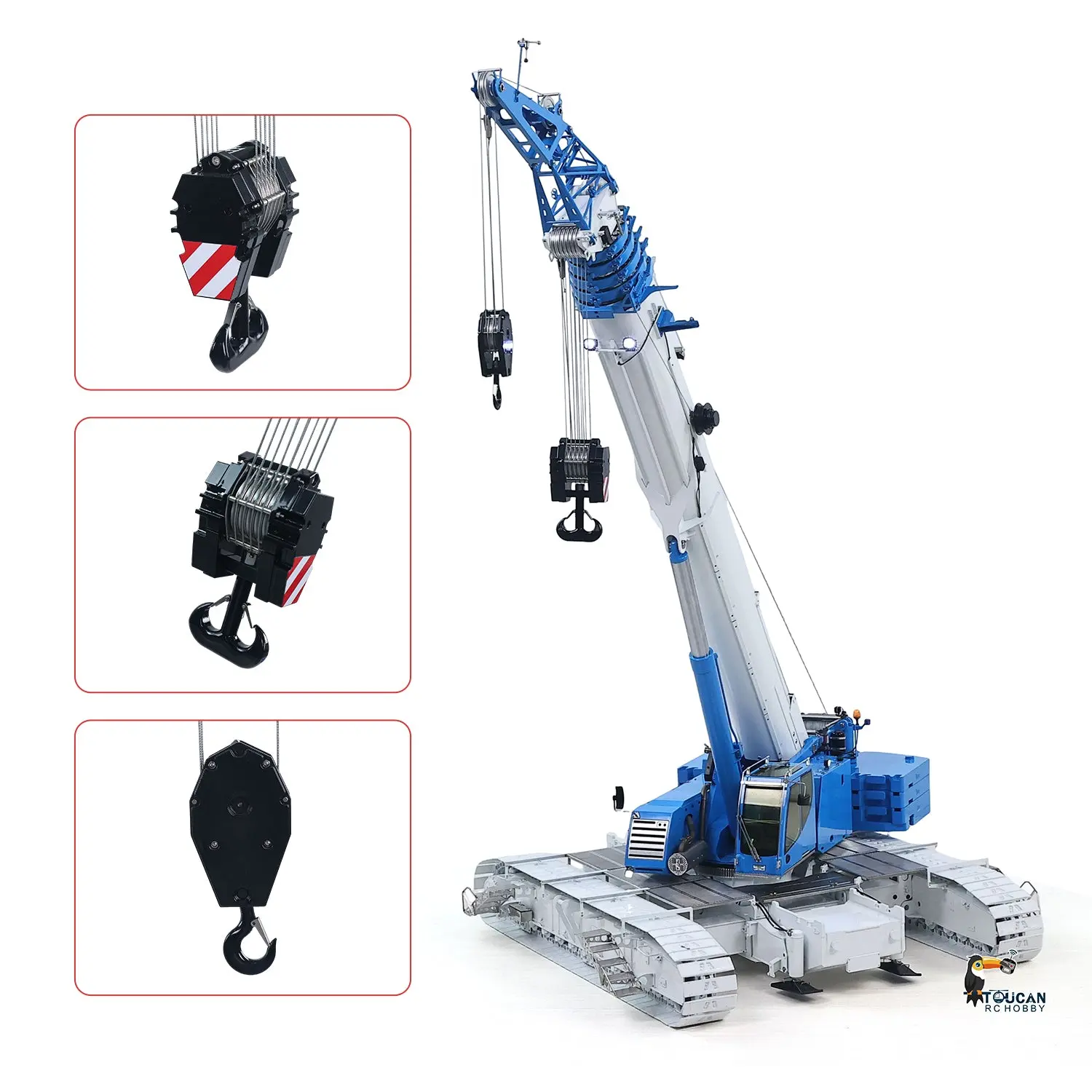 Eyewhale 1/14 Metal Remote Control Hydraulic Telescopic Crawler Crane Truck RC Hoist Model Brushless ESC Frsky Radio 5D Joystick