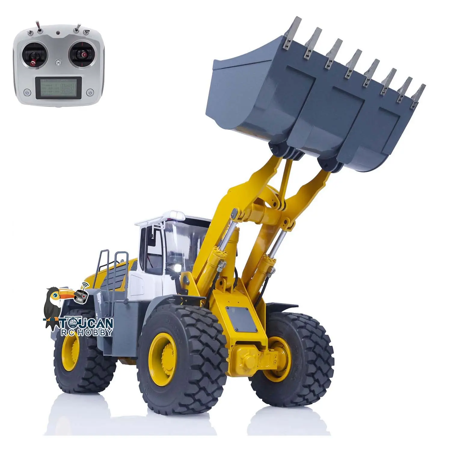 JZM Metal 1/14 580 Assembled Painted RC Hydraulic Loader Remote Control Construction Vehicles Sound Light I6S Radio