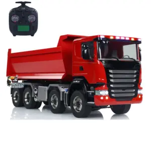 1/14 8x8 RC Hydraulic Equipment Radio Controlled Roll Off Dumper Trucks Full Dump Truck U-shaped Short High Bucket Timber Flatbed