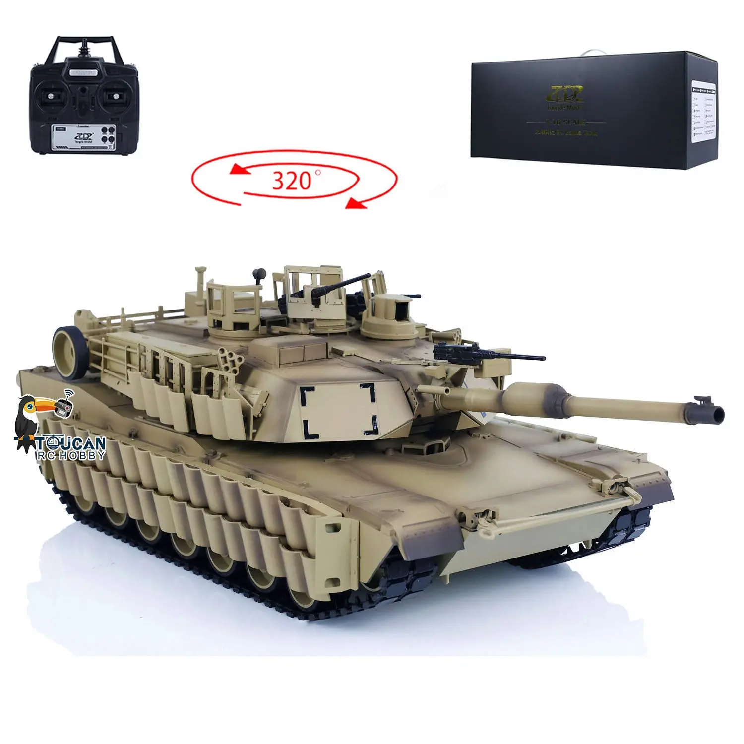 Tongde 1/16 Abrams M1A2 RC Infrared Battle Tank SEP TUSK II Remote Controlled Electric Panzer Model 320 BB Unit Barrel Recoil System
