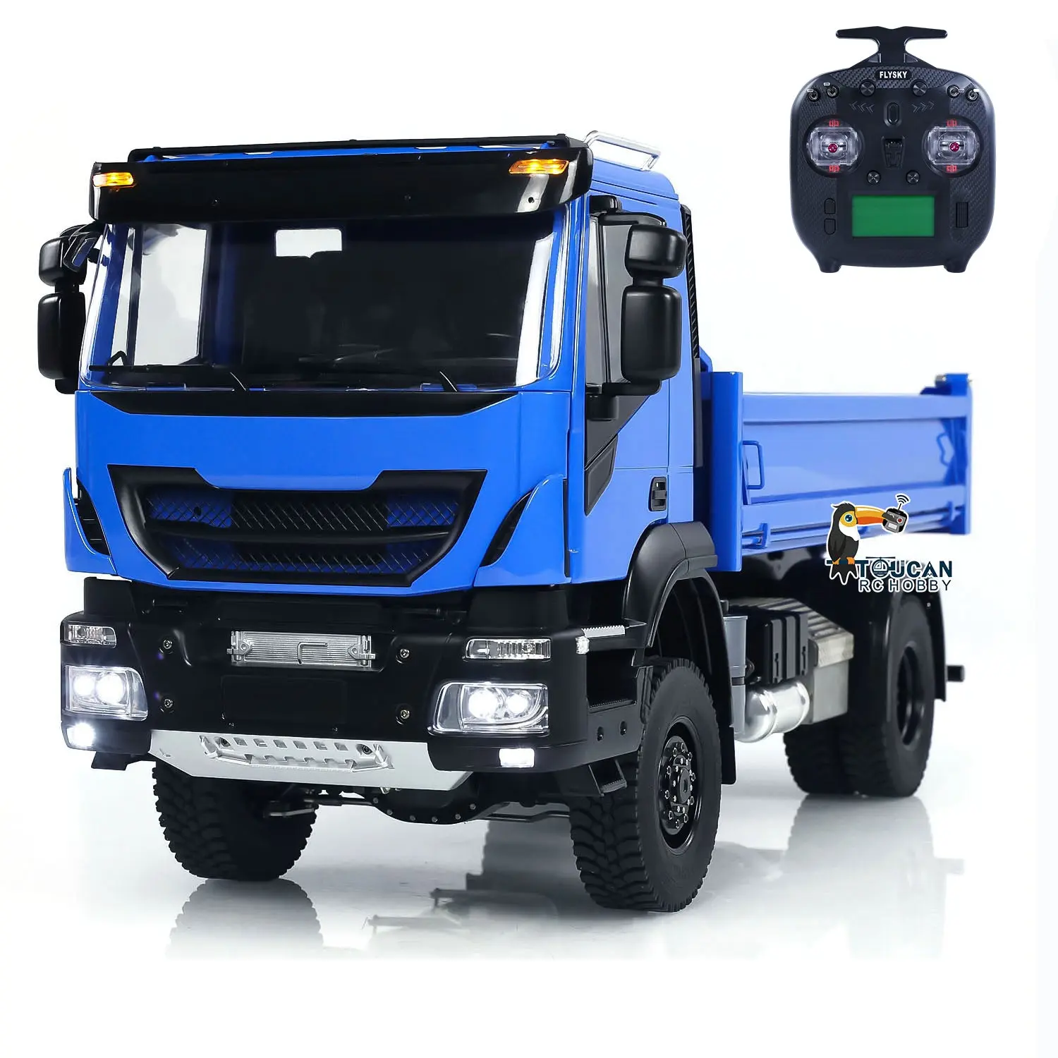 Metal 1/14 4x4 RC Hydraulic Dump Truck Customized Radio Control Tipper Car Simulation Model FlySky ST8 Assembled and Painted