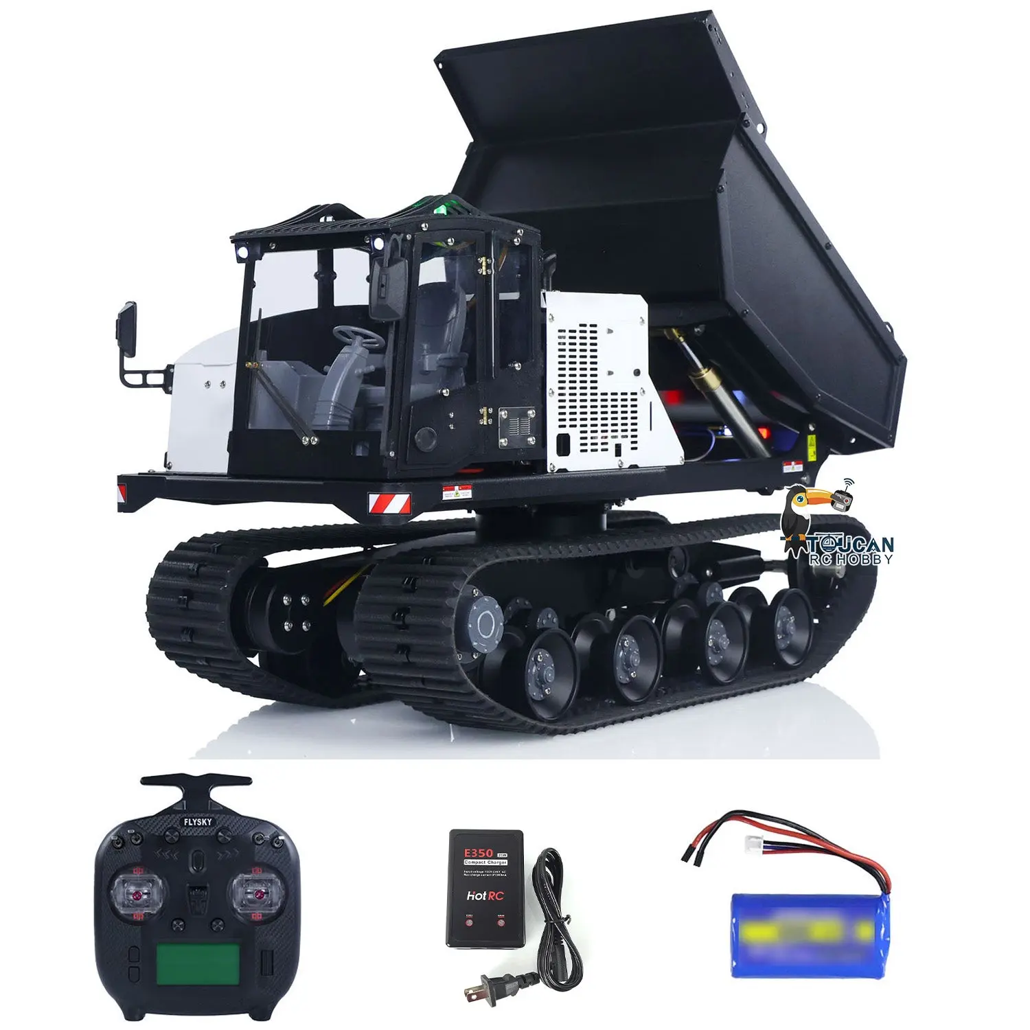 Metal 1/14 RC Hydraulic Crawler Dump Truck T14R Radio Controlled Tracked Tipper RTR Construction Vehicle ST8 Light Sound Battery