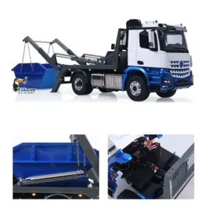 3Speed LESU Skip Loader 3363 Metal 4X4 Chassis 1/14 RC Hydraulic Swing Arm Garbage Dump Truck Light Sound Hub Reduction Axle