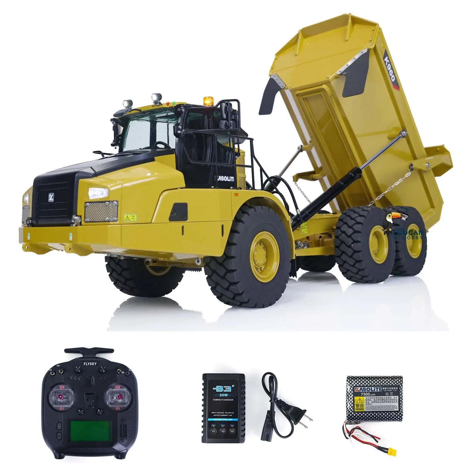 KABOLITE 1/20 Metal 6x6 K960 RC Hydraulic Articulated Truck Remote Control Dumper Cars ST8 Remote Control Vehicle ESC