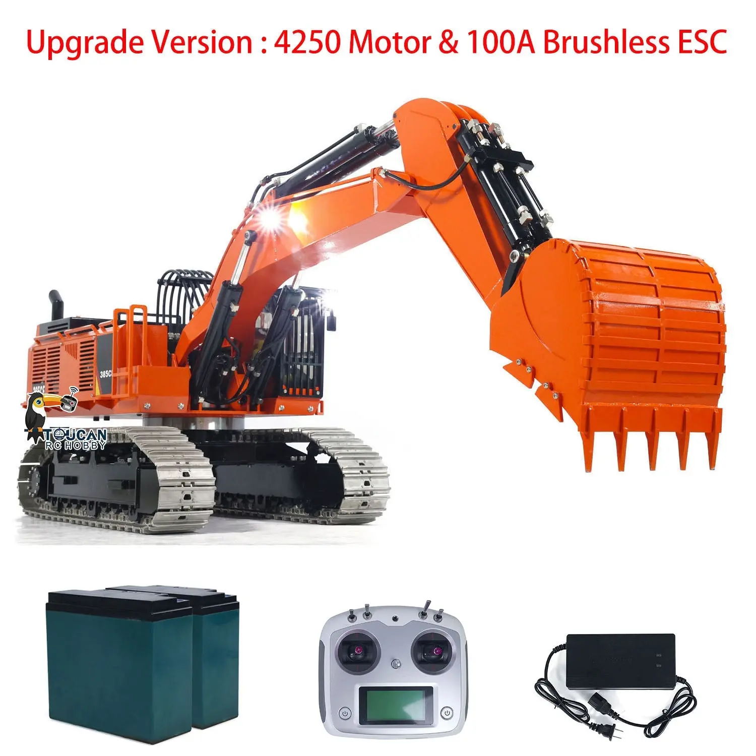 385CF 1/8 Hydraulic RC Excavator Metal Giant Remote Control Construction Vehicle Ready to Run Painted Assembled ESC Servo Motor
