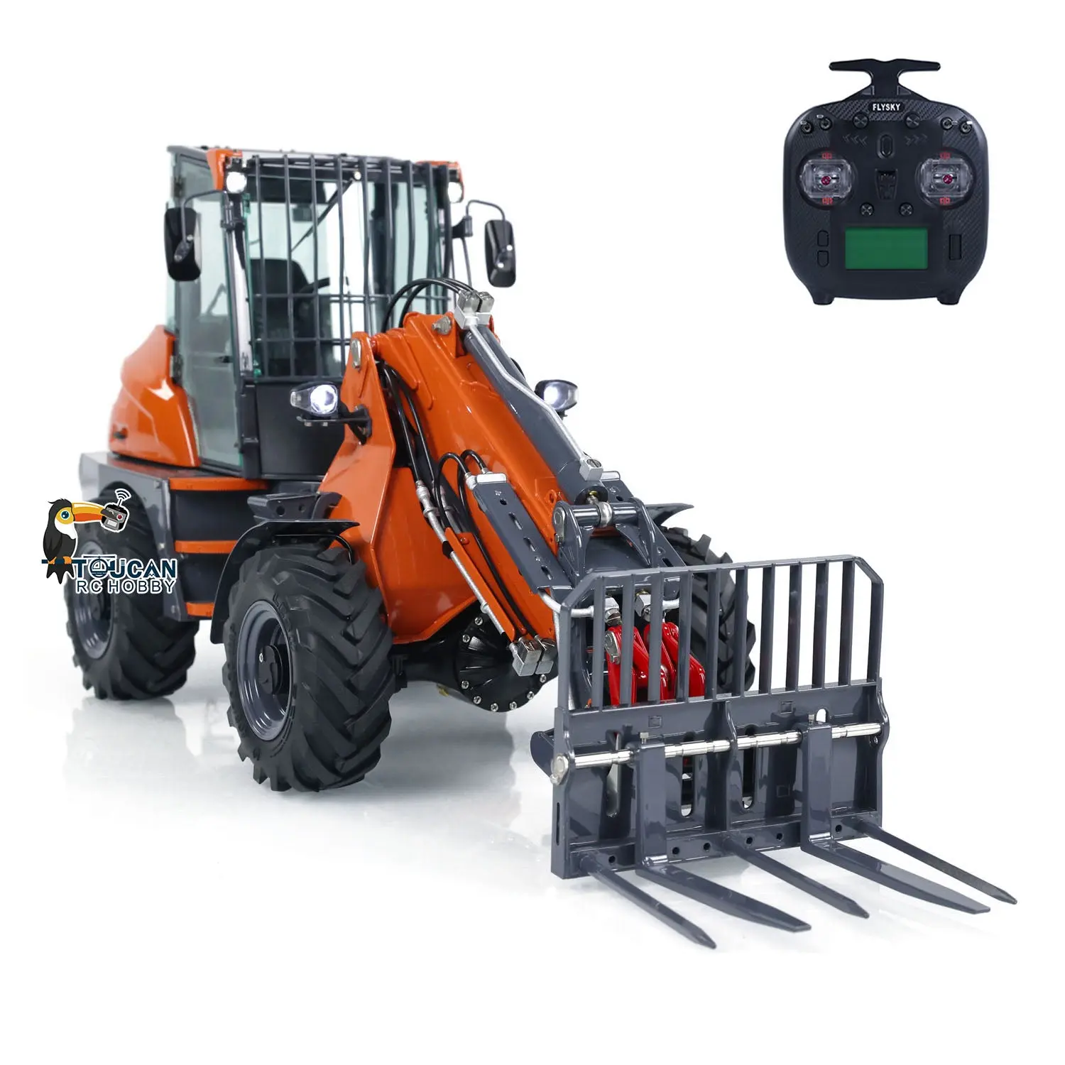 AT1050 LESU 1/14 4X4 Hydraulic RC Fork Truck Telescopic Arm Radio Control Loader Painted Assembled ST8 Radio System Vehicle Model