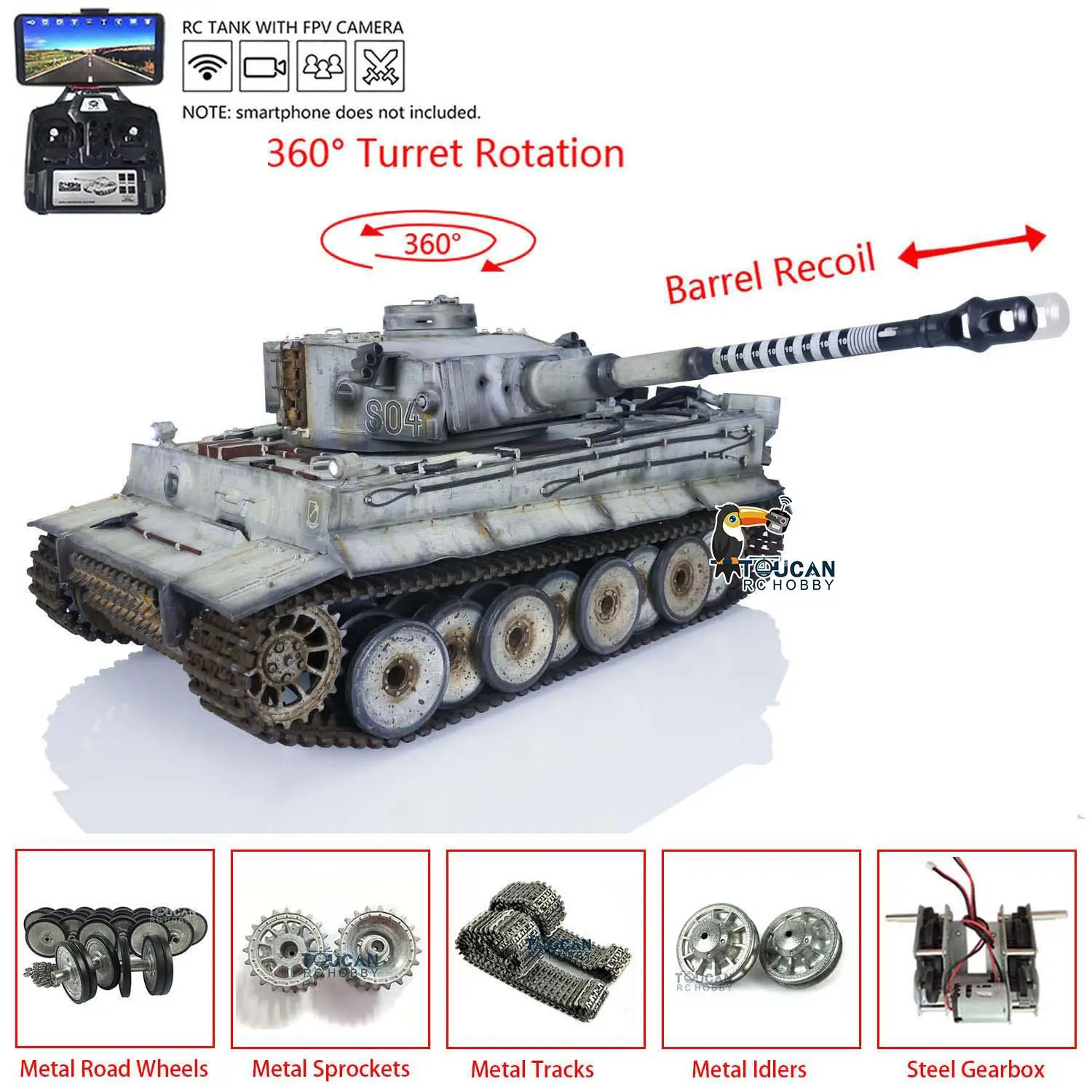 1:16 Henglong RTR RC Tank Pro 7.0 Tiger I 3818 Remote Control Military Cars FPV Hand Spray Painting Color Road Wheels 360 Turret