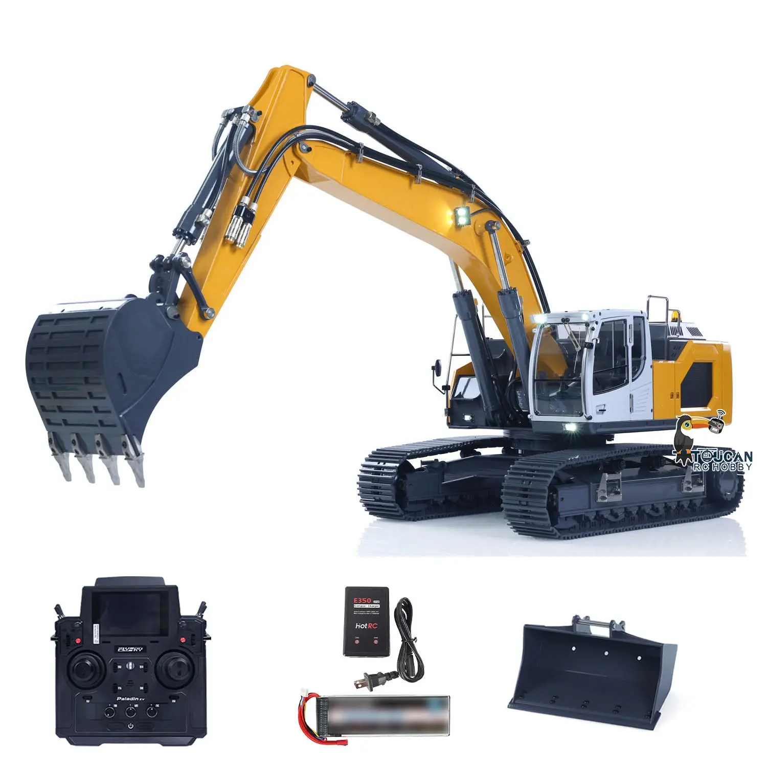 XDRC 1/14 Hydraulic RC Excavator 945 Painted Assembled Digger Upgraded 5CH Valve W/ PL18EV Radio Light Sound System