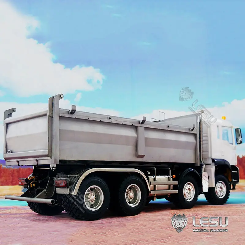 LESU 1/14 Scale 8*8 Metal Chassis TGS Hydraulic Dumper Truck Construction Vehicle Light Sound System Motor ESC