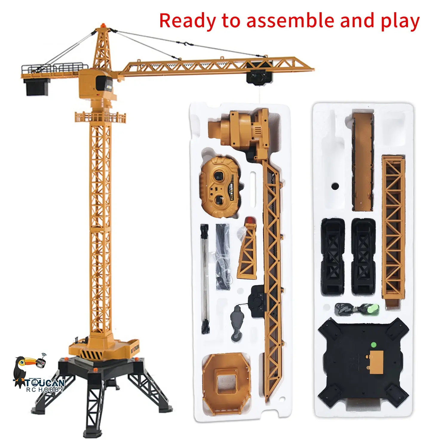 HUINA Toys Radio Lifting Tower Crane Model 1/14 Ready-To-Go 12CH 585 Gift 2.4G Remote Controller Battery Movable Crane Body Rotary