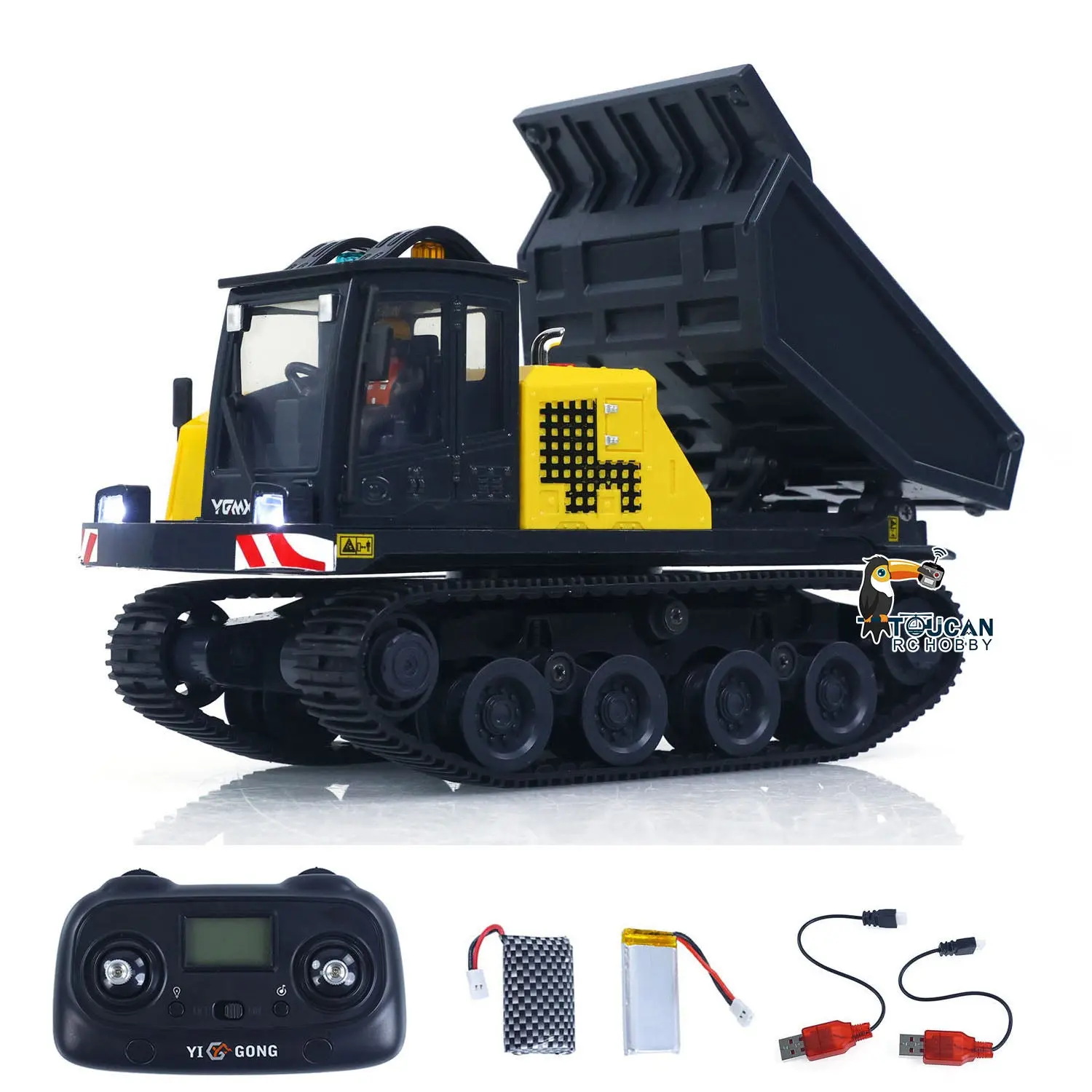 1/50 T14R Panther RTR Electric RC Crawler Dump Truck Construction Vehicle Tracked Tipper Finished Model Toys Lights Sounds Unit