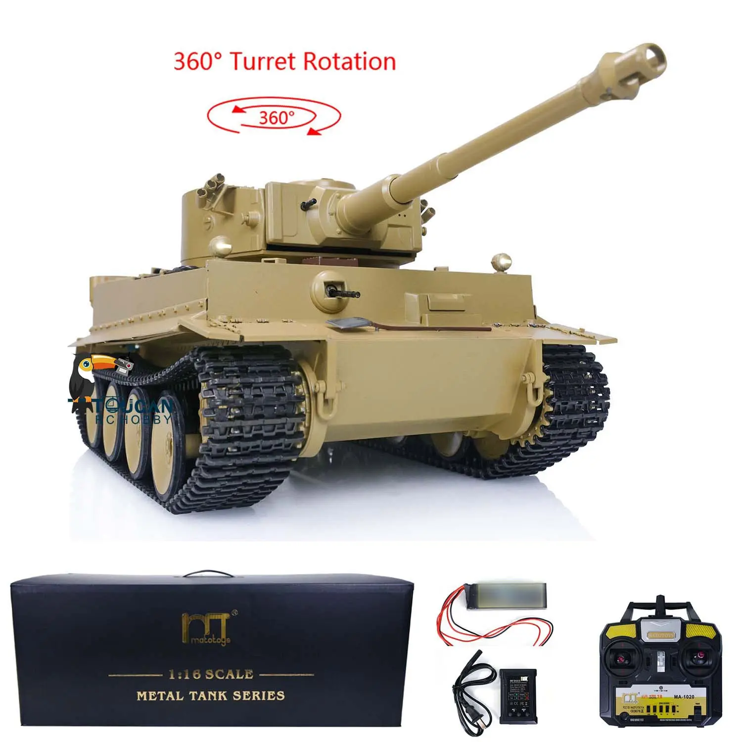 Mato Painted 100% Metal 1/16 RC Tank German Tiger I Remote Control Military Armor Model BB Shooting RTR 1220 Kits