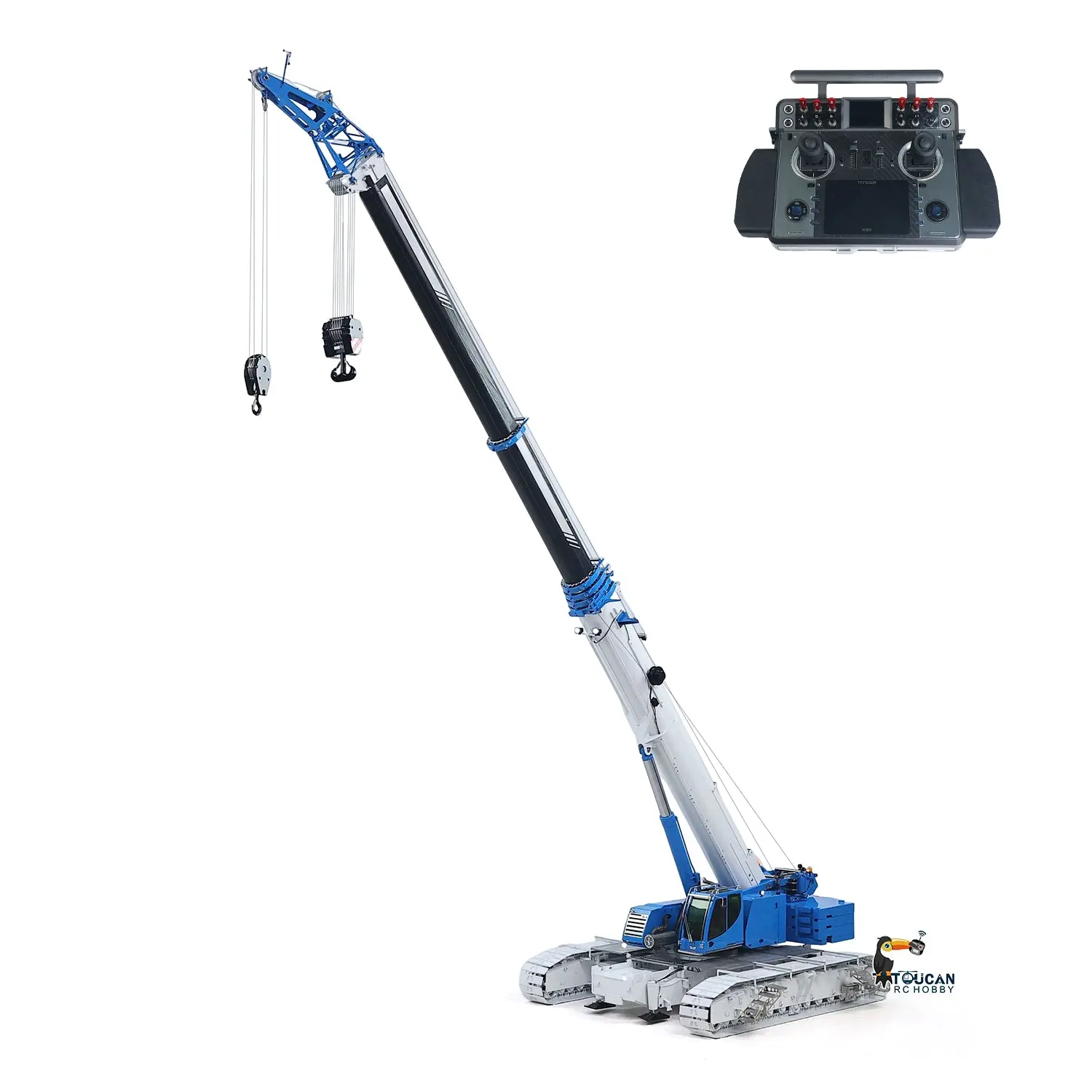 Eyewhale 1/14 Metal Remote Control Hydraulic Telescopic Crawler Crane Truck RC Hoist Model Brushless ESC Frsky Radio 5D Joystick