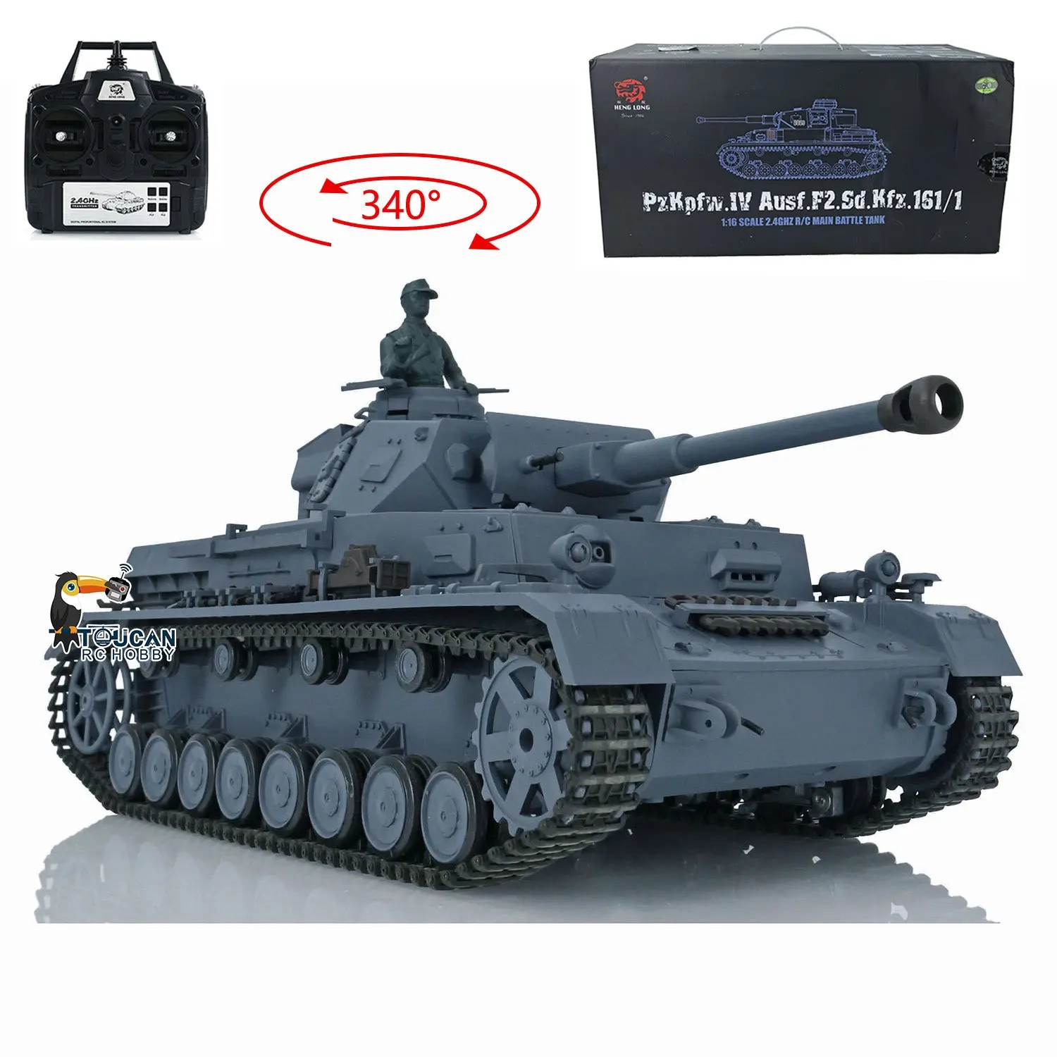 2.4G Henglong 1/16 Scale RC Tank 3859 Plastic German Panzer IV F2 RTR 7.0 Tank w/ Smoking Gearbox BB Shooting Road Wheels Tracks