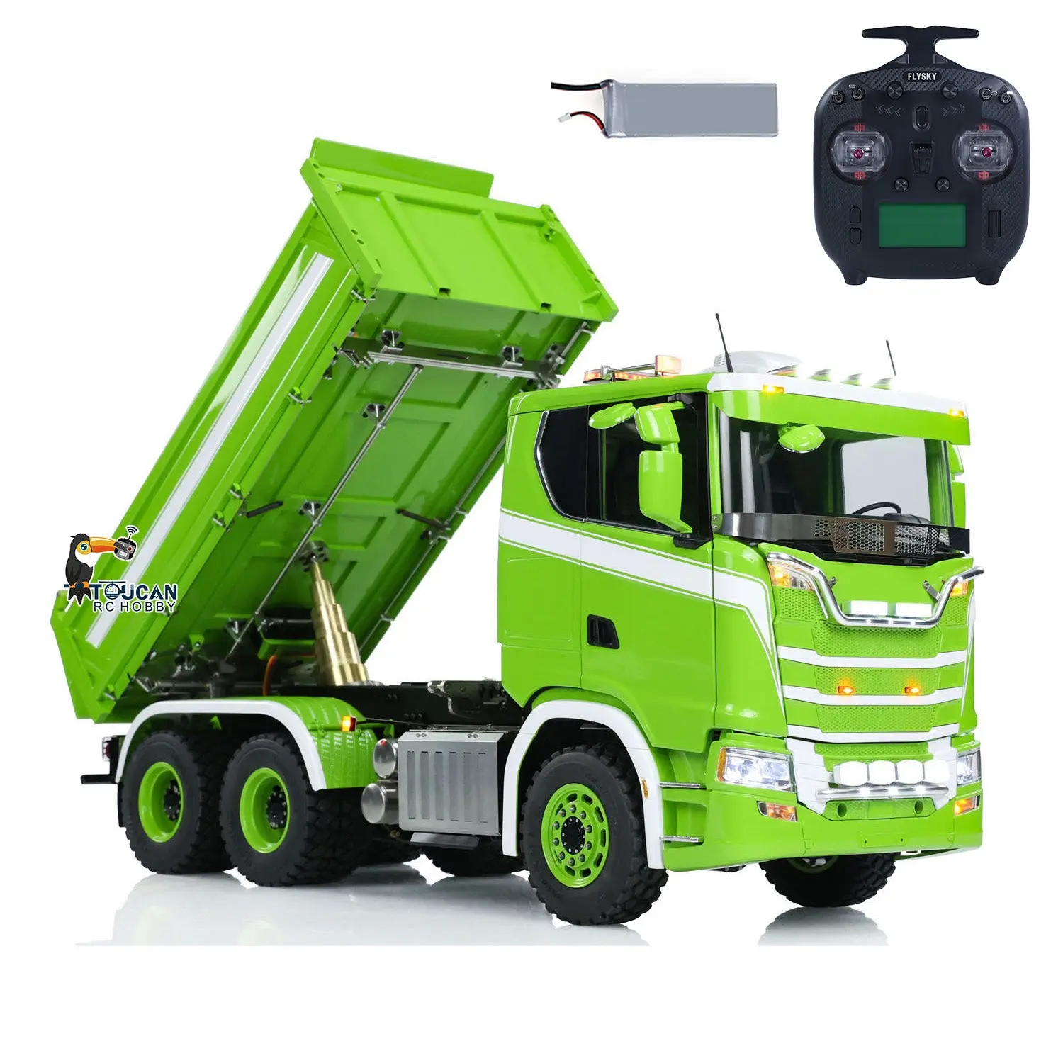 LESU 770S 1/14 6x6 RC Hydraulic Dumper Truck 3-way Remote Controlled Tipper Model Light Sound Smoke