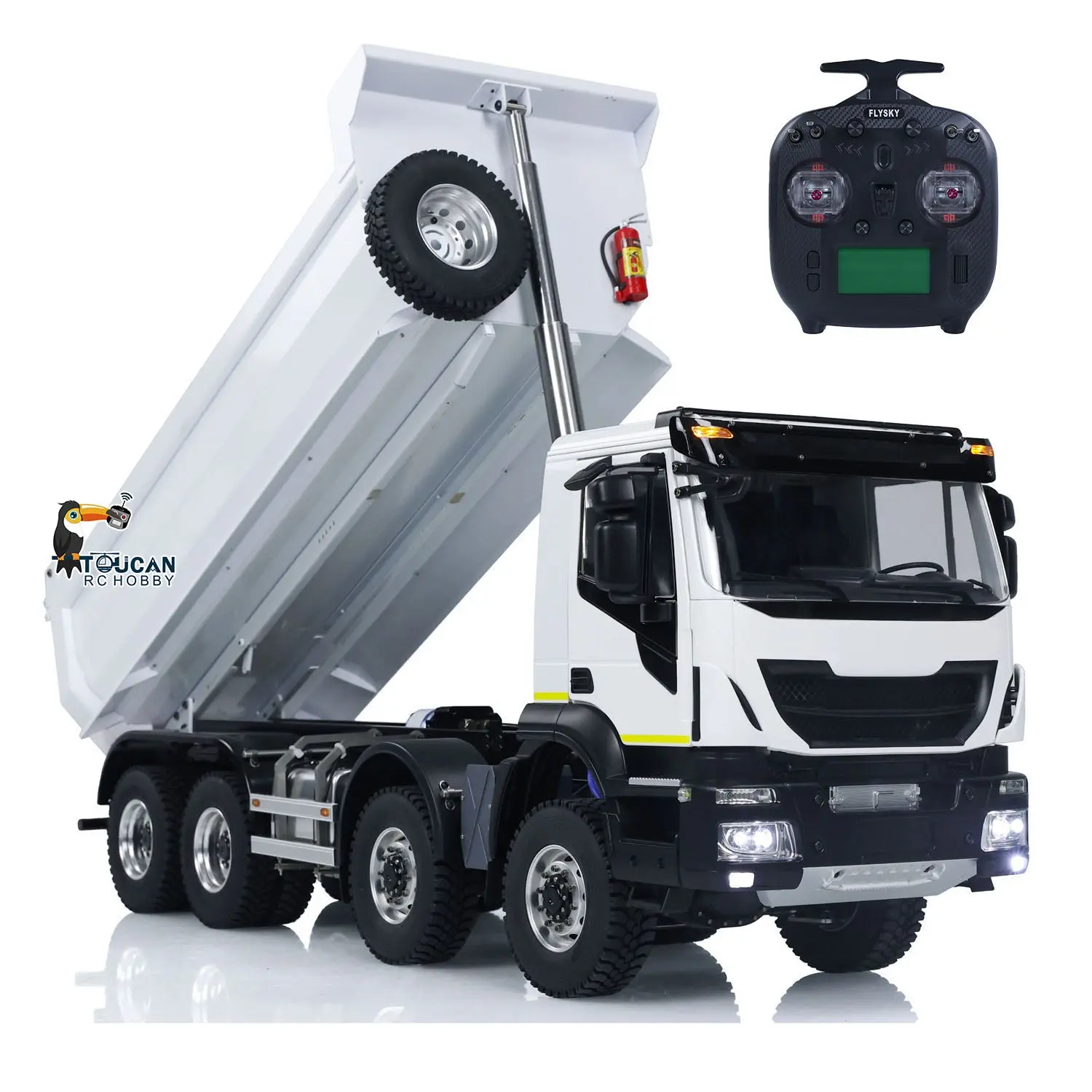 1/14 8x8 Metal Hydraulic RC Dump Truck Remote Control Tipper Car Sound Lights Assembled Painted Model ESC Motor Servo