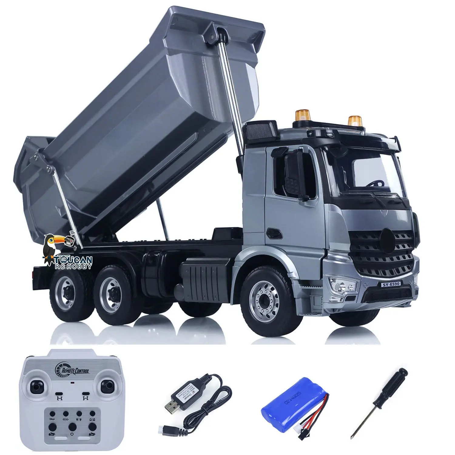 DoubleE E590 003 1/20 RC Dump Truck 6X6 Electric Lifting Remote Control Tipper Metal Gears Sounds Lights Model Vehicle RTR