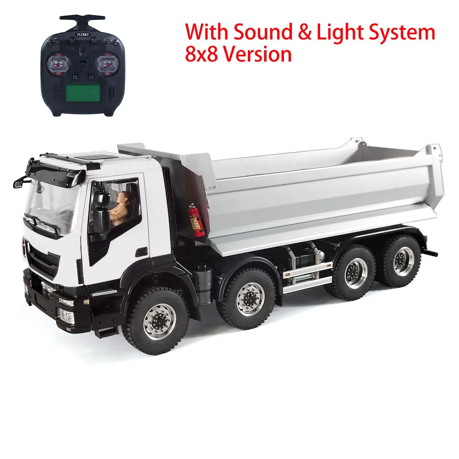 1/14 8x8 Metal Hydraulic RC Dump Truck Remote Control Tipper Car Sound Lights Assembled Painted Model ESC Motor Servo