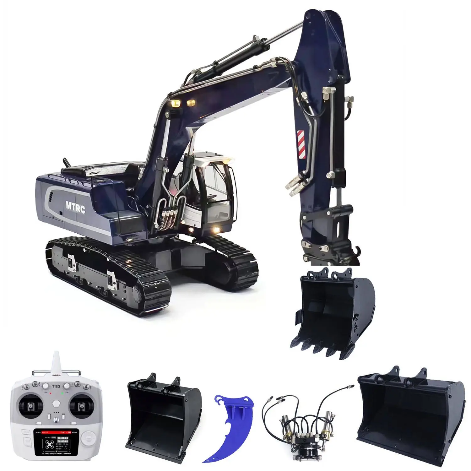 1/14 Metal R946 RC Hydraulic Excavator Remote Control Digger Grab Tiltable Clamshell Bucket Hobby Model DIY Painted Assembled Car
