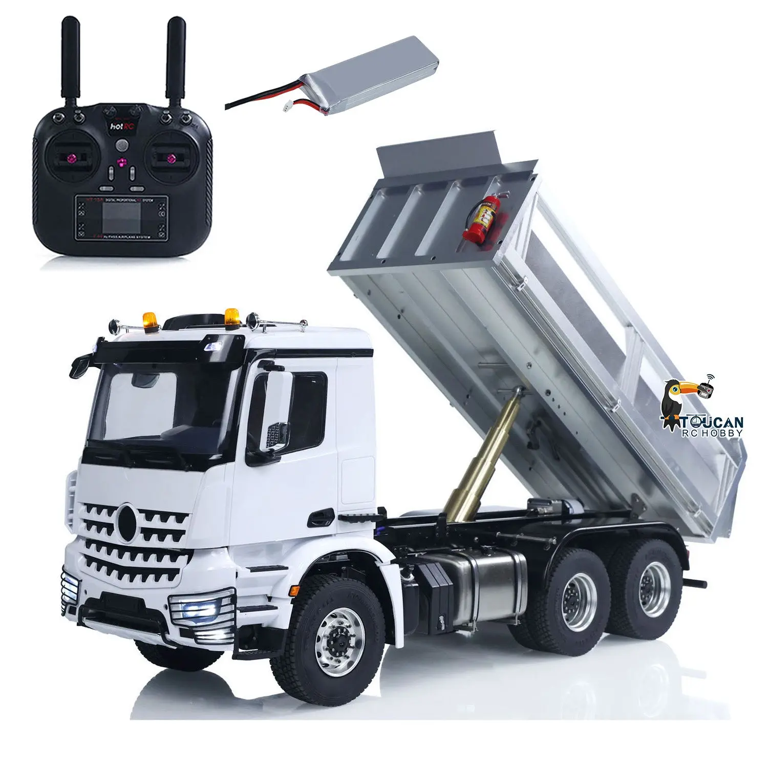 2Speed 3348 Metal Chassis 1/14 RTR RC Hydraulic Dumper Remote Control Tipper Model NO Lock Differential Axle Light Sound Battery