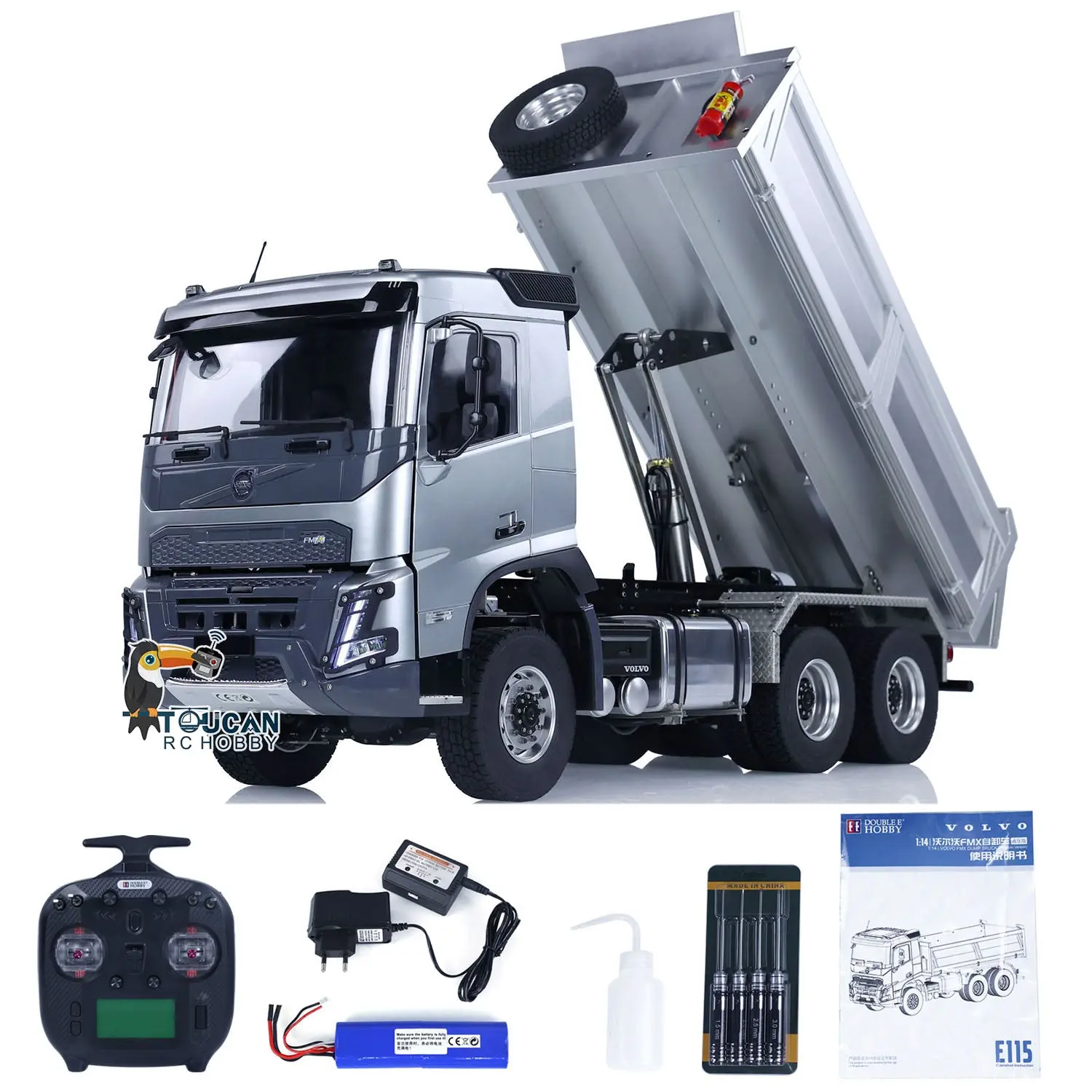 Double E 1/14 Hydraulic RC Dump Truck 6x6 FMX Remote Control Dumper Cars Hobby Model DIY RTR