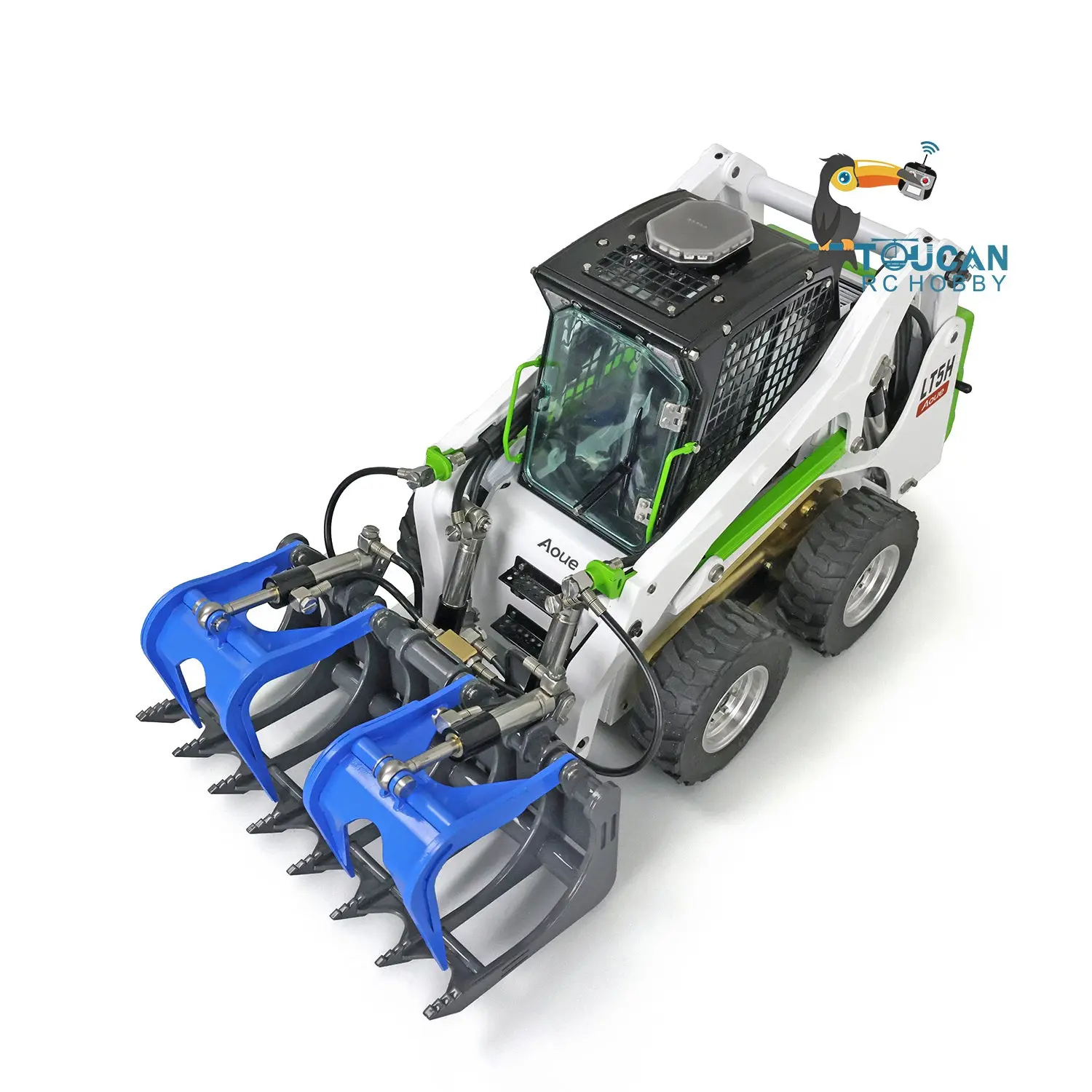 LESU 1/14 Metal Wheeled Skid-Steer Hydraulic RC Loader Aoue LT5H I6S RTR Painted Ripper Scarifier Gripper Sieve Bucket Trailer