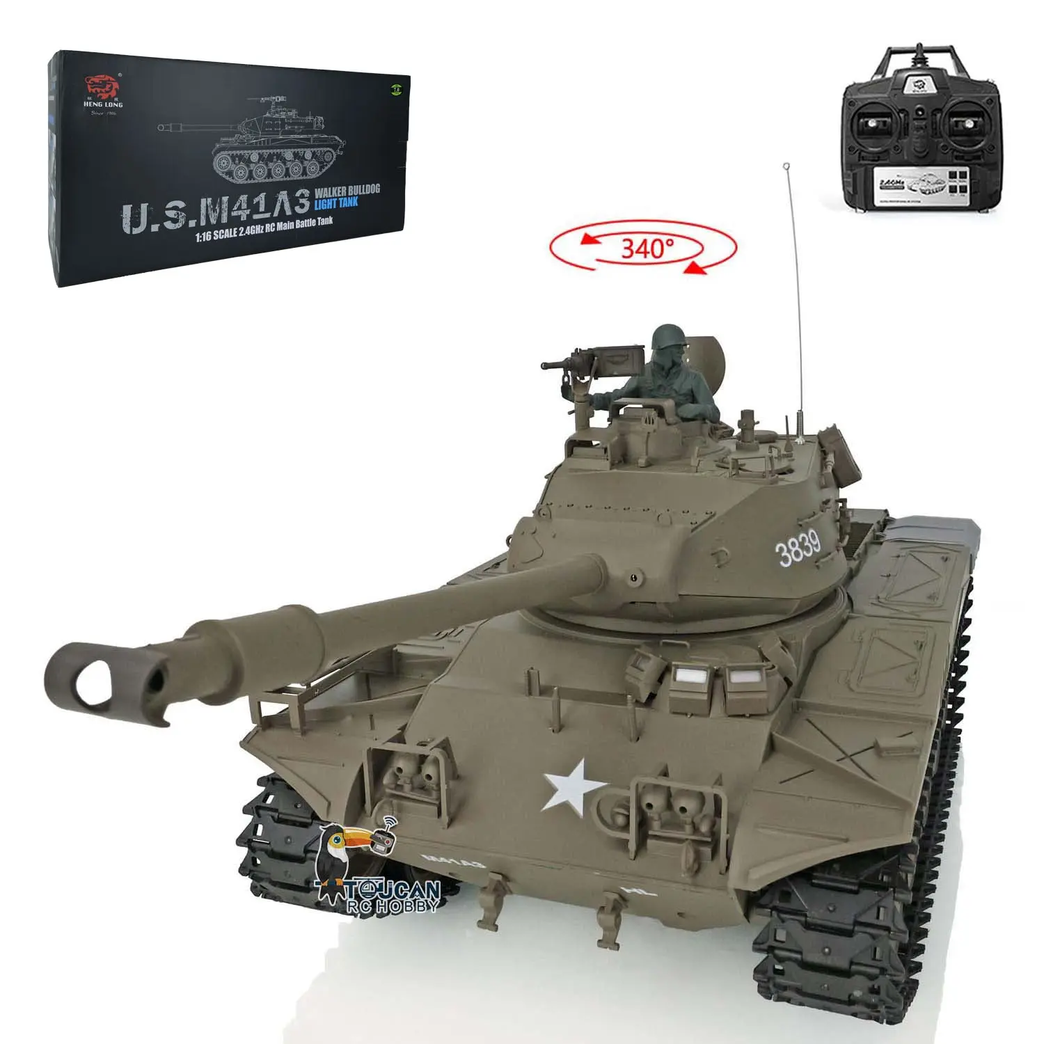 2.4Ghz Henglong 1/16 Scale 7.0 Plastic Walker Bulldog RTR RC Tank Remote Control Panzer Military Model 3839 Infrared Combating