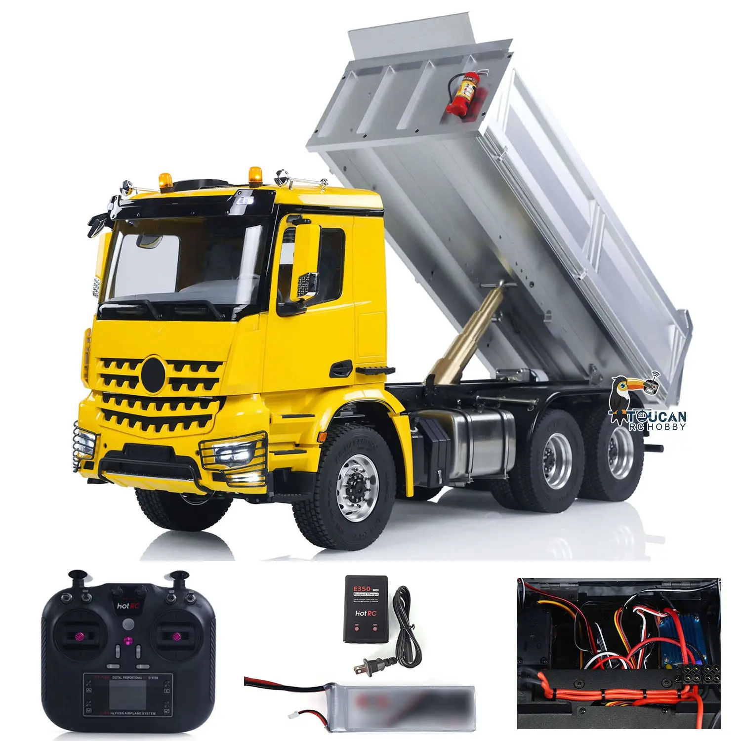 RTR 1/14 RC Hydraulic Tipper 6X6 Metal Chassis 2Speed Model Car Remote Control Dumper Truck NO Lock Light Sound Radio Battery