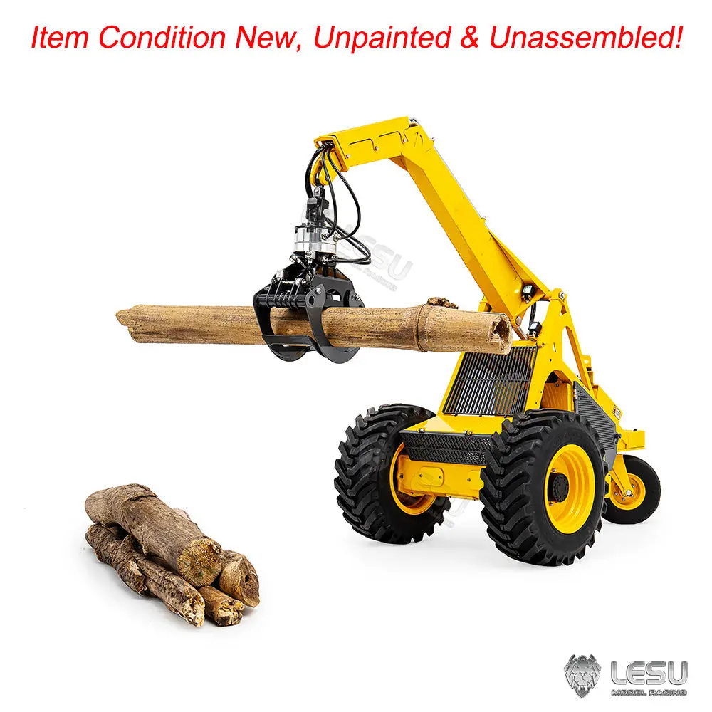 Unassembled Kit Model LESU Metal 1/14 Remote Control Hydraulic Log Loader AOUE 225A RC Sugarcane Loader Grabber 4CH Valve Light