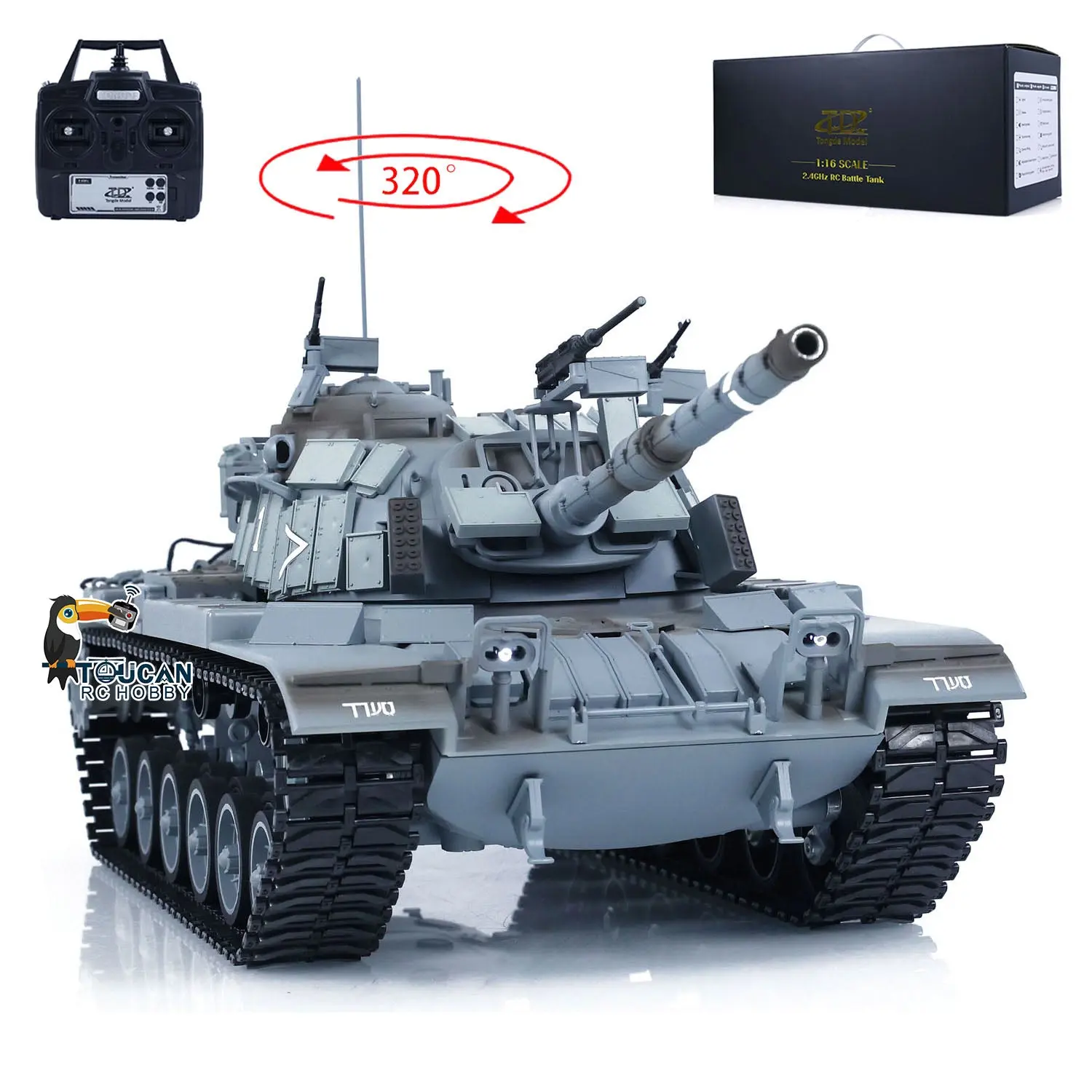 1/16 Tongde Israel RC Panzer Remote Control Infrared Battle Tanks Military Model M60W ERA Painted Car 320 Rotation BB Shooting DIY