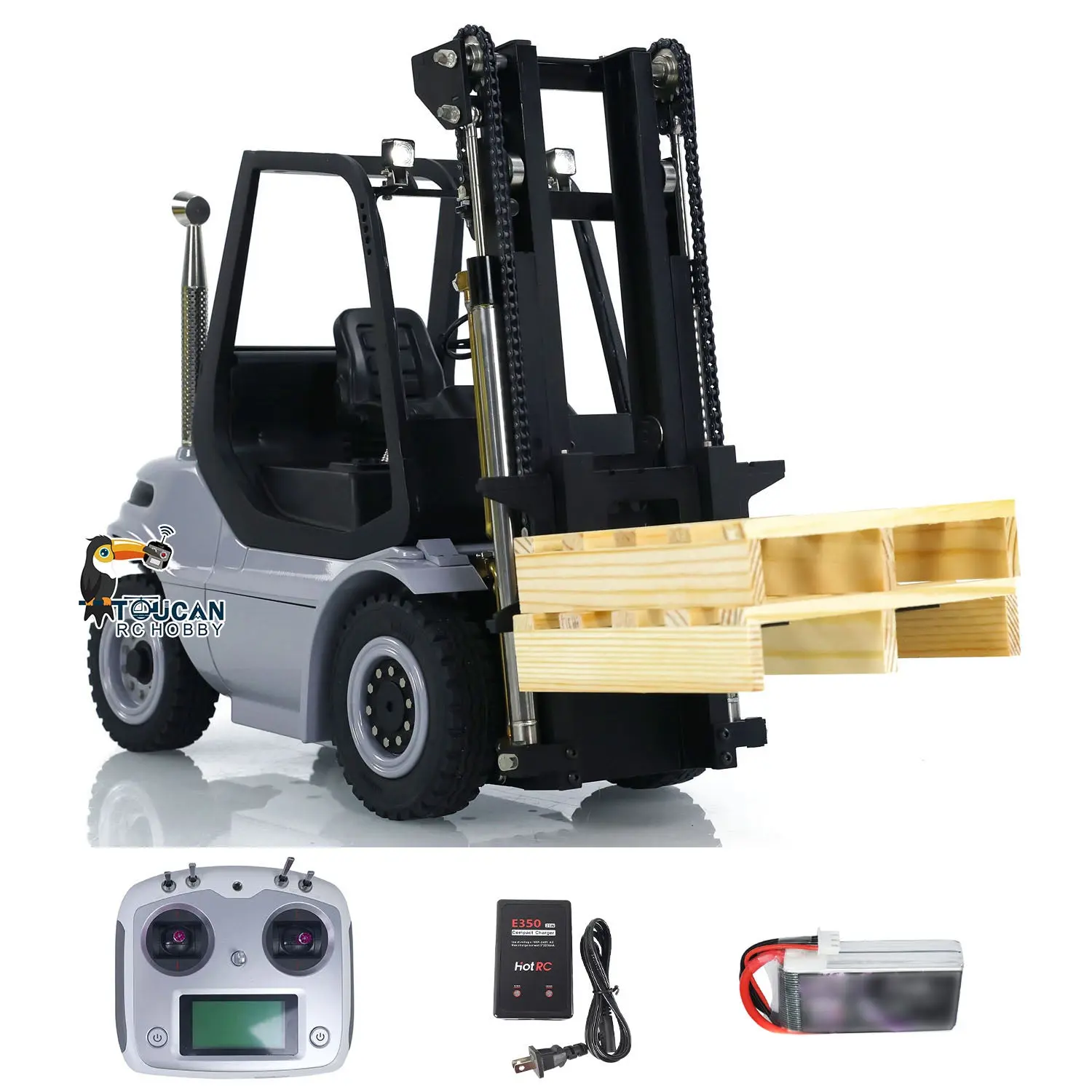 1/14 Metal LESU Assembled and Painted RC RTR Model forklift Truck Light Sound Motor Servo ESC Flysky FS Transmitter Receiver