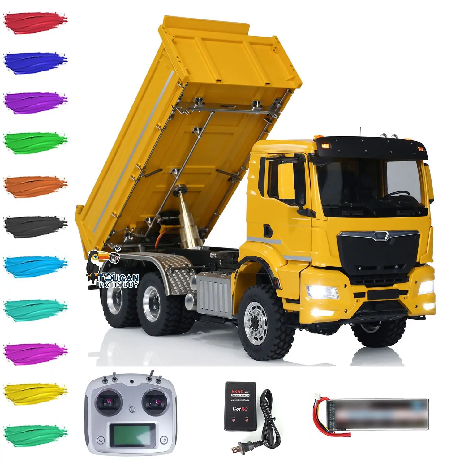 LESU 6*6 3-way 1/14 Metal RC Hydraulic Dump Truck Radio Controlled Tipper Electric Car DIY Model 3-speed Transmission