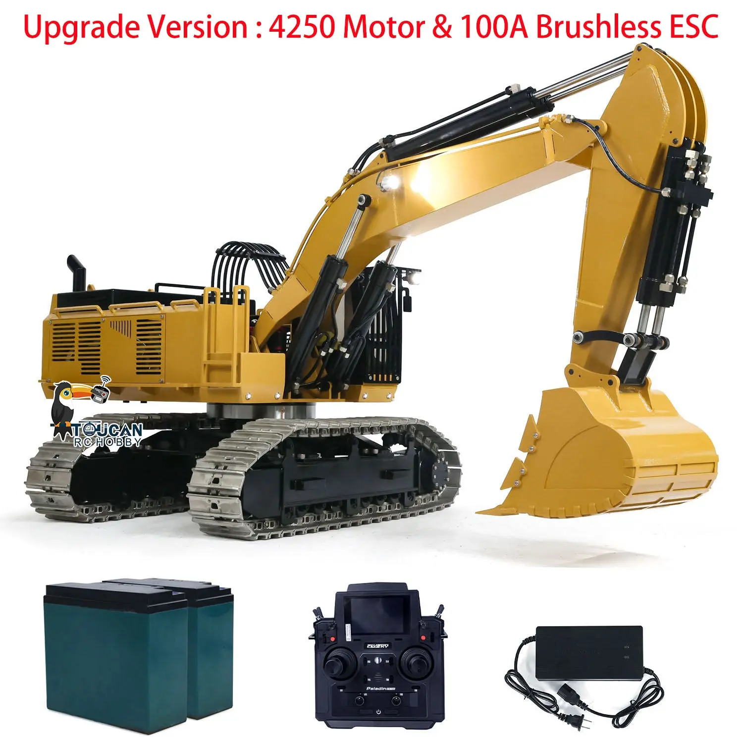 TOUCAN 1/8 385CF Metal Hydraulic RC Excavator RTR 150KG Heavy Duty Remote Control Diggers Ready to Run Upgraded Version Models