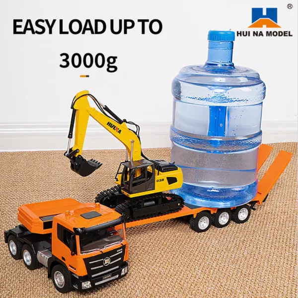 1:18 Huina 2.4G 1319 RC Tractor Truck RTR Remote Controlled Excavator with Flatbed Trailer Assembled and Painted