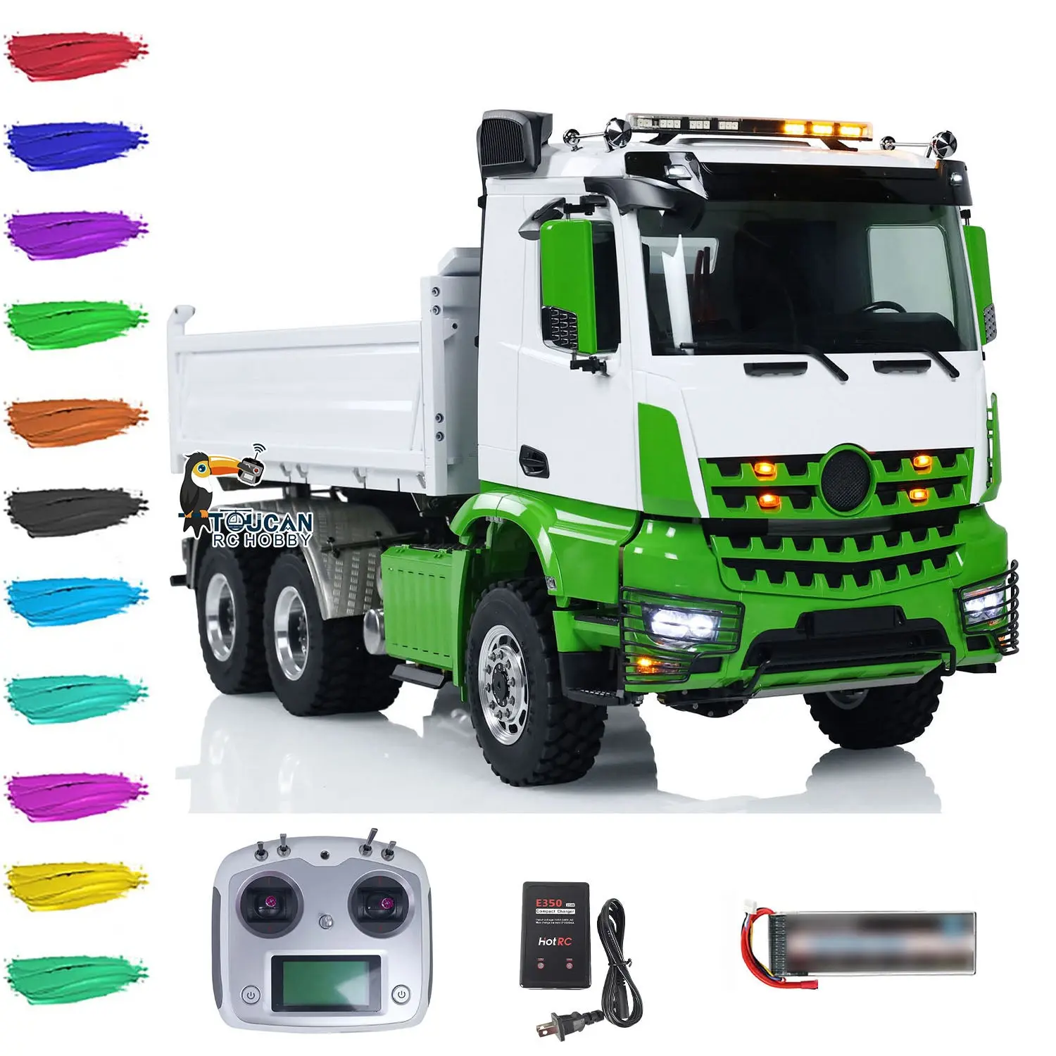 LESU Metal 1/14 6x6 3-way RC Hydraulic Dump Remote Control Tipper Truck Construction Cars Simulation Model RTR