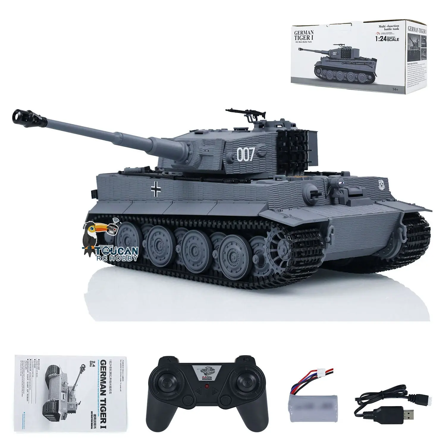 1/24 RC Battle Tank Taigen Tiger I Remote Control Infrared Combat Military Panzer DIY Car Model