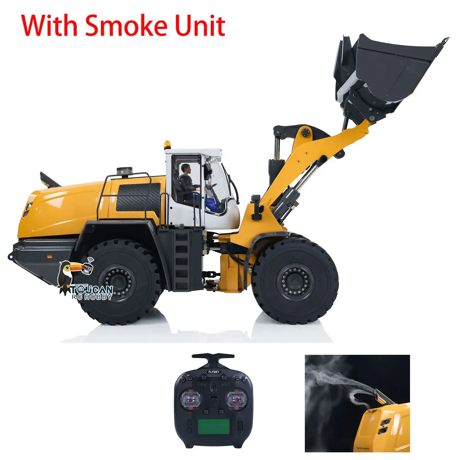 XDRC Metal 1/14 RC Hydraulic Equipment Loader 580 Remote Controlled Engineering Vehicle DIY Model Smoke Sound Light