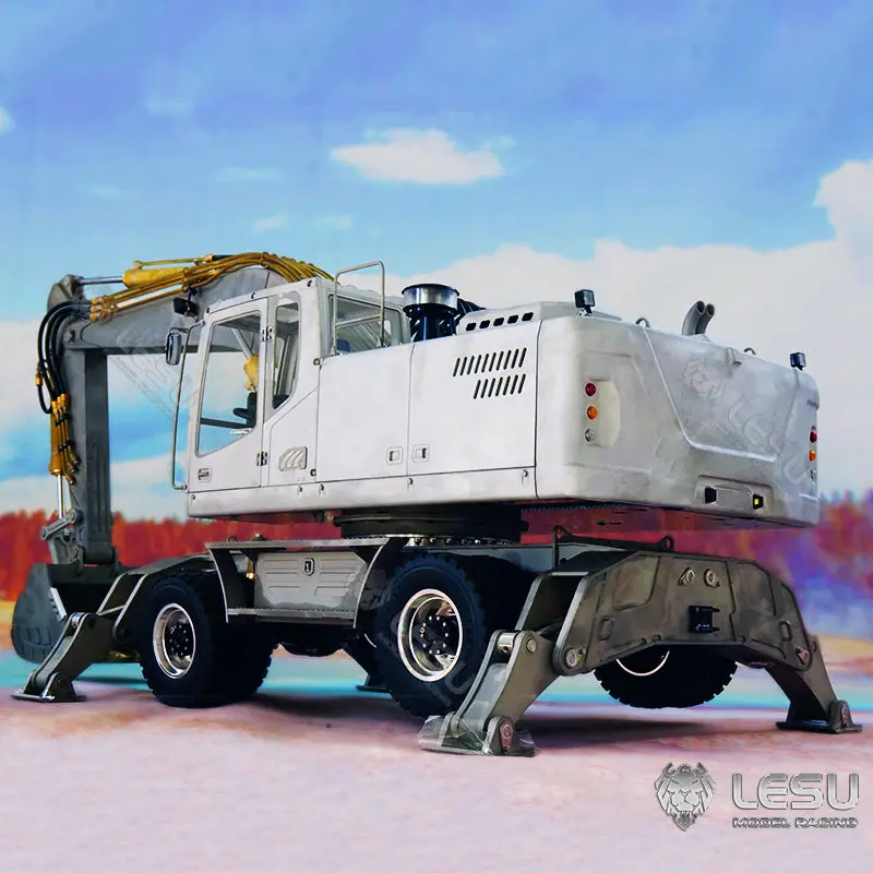 BEST SELLING 1/14 LESU RC Metal Aoue ET30H Wheeled Excavator Hydraulic System Pump Valve Lights Axle Fast Shipment
