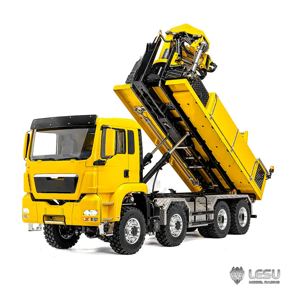2Speed LESU 1/14 RC Hydraulic Roll on off Dumper Truck Crane Model TGS Metal 8x8 Chassis Electric Tipper 2+7CH Valve Axles Lock