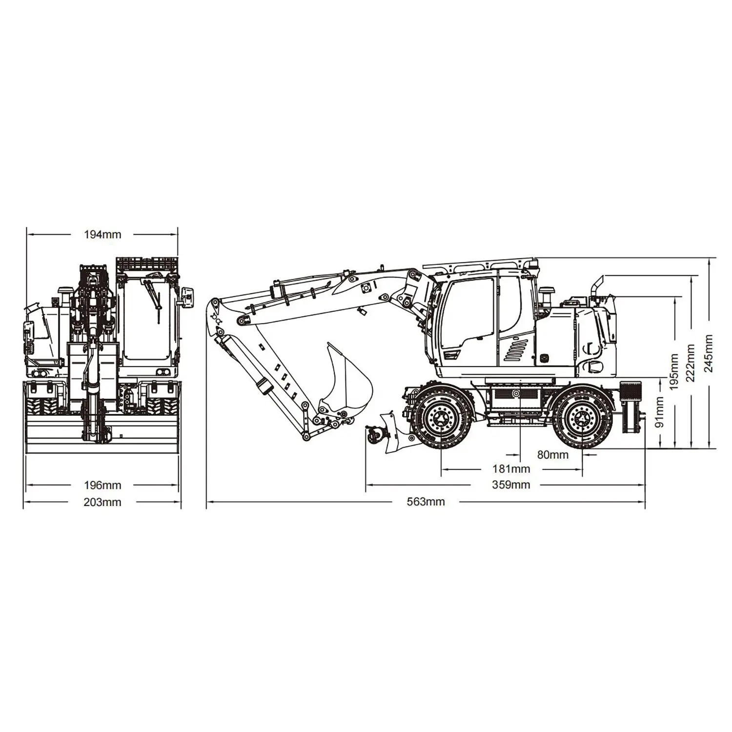 1/14 RC Hydraulic Wheeled Excavator LR914 8-ways Valve RTR Metal Remote Control 4*4 Digger Model Axle Lock Flysky PL18EV Lite