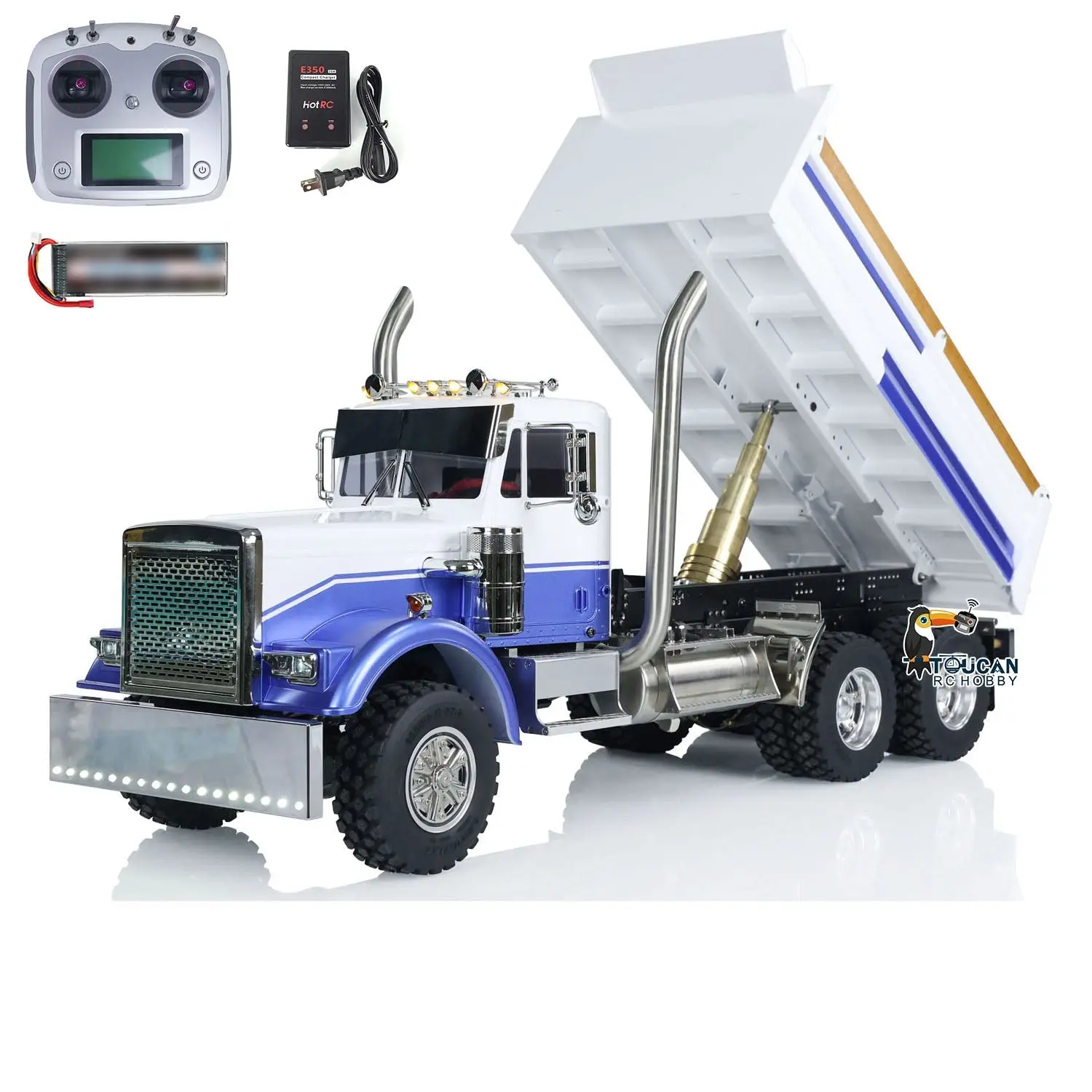 1/14 Scale RC Dump Truck 56344 Tipper 6x6 Assembled and Painted 2-Speed Light Sound System Differential for