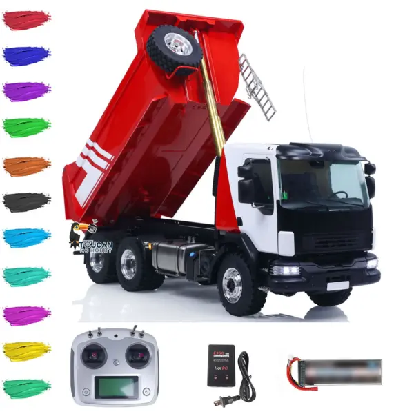 LESU 1/14 Hydraulic RC Dump Truck 6*6 RTR Radio Control Tipper 2Speed Gearbox Differential Lock Metal Chassis Flysky I6S Radio
