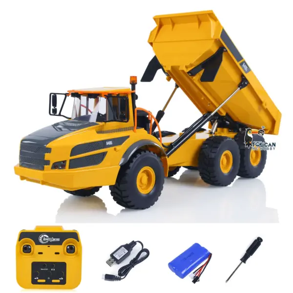 Plastic DoubleE E591 003 1/20 RC Articulated Dumper 6WD Electric Remote Control Truck VO Motor Battery USB Charging Cable RTR