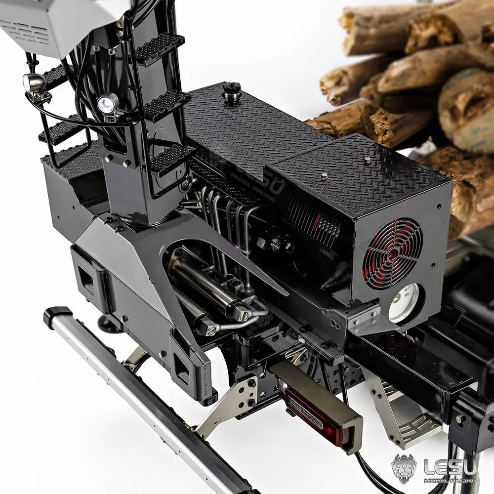 1/14 LESU Metal Hydraulic Timber Crane for 1/14 Remote Control Log Trailer Wood Hauling Car Remote Control Tractor Truck DIY Model