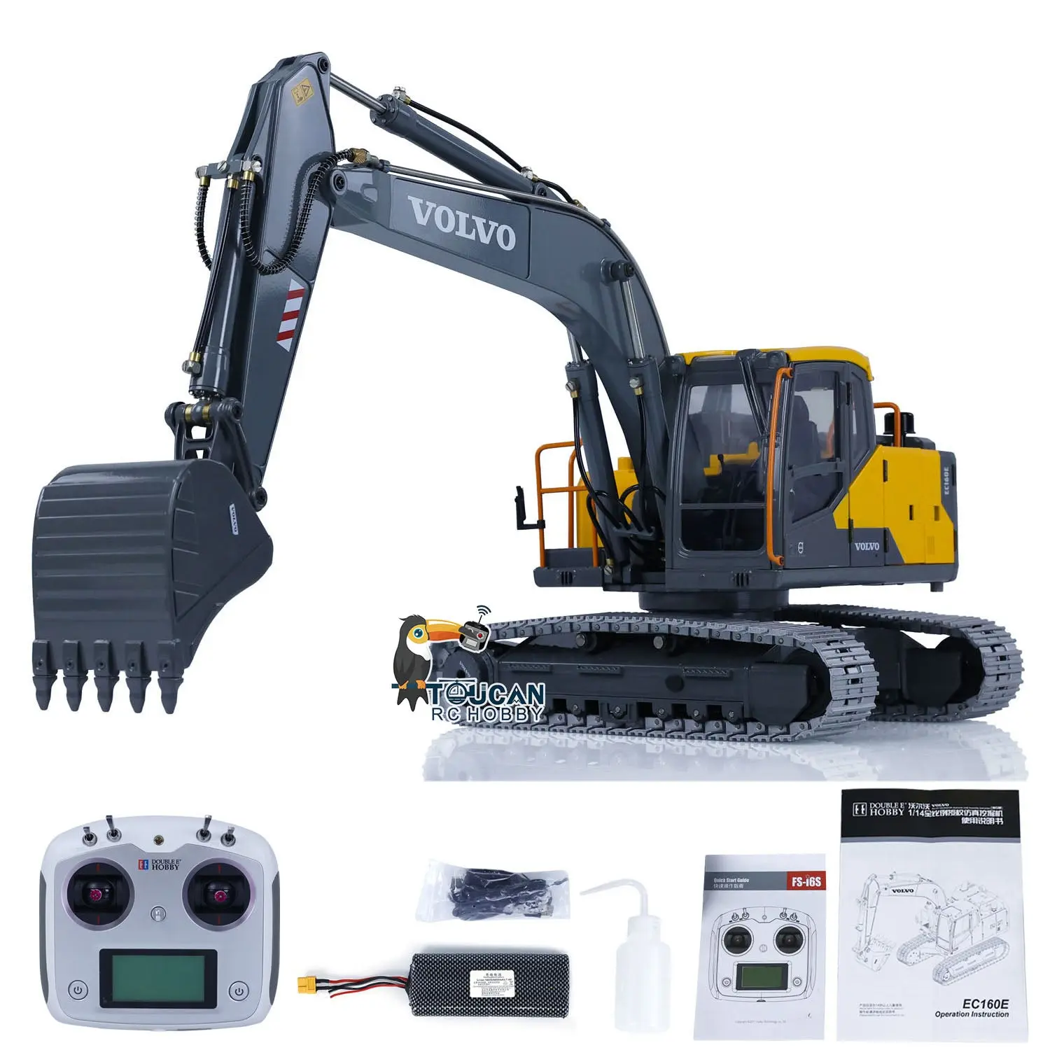 DoubleE EC160E 1/14 RC Hydraulic Excavator E111 Alloy Remote Control Diggers DIY Toy Car Hobby Model Servo Motor ESC