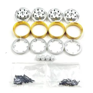 Aluminum 1.2" Machined Beadlock Truck Wheel & Brass Ring (4)